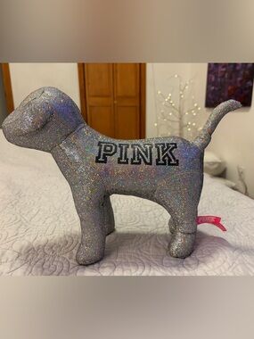 Victoria’s Secret PINK Sparkly Bling Dog Plush Rare Retired Holographic Glitter